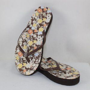 TORY BURCH Ladies Flower Print Flip Flops Sz US 10M New